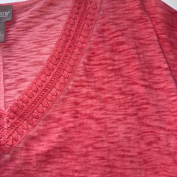 Chicos V-Neck Short Sleeve Cotton Tunic Dress Womens Size 1 Orange Textured - Picture 4 of 7